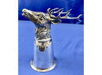 Large Silver Plated Stag Jigger - Quality Piece