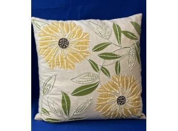 Beautiful Yellow Flower Pillow With Sequins