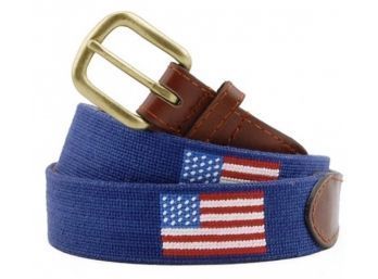 Smathers & Branson American Flag Men's Needlepoint Belt