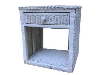 White Wicker Side Table