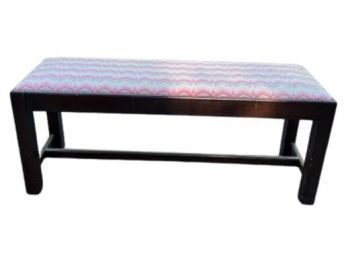 Vintage Bench With Hand-stitched  Bargello Needlework Upholstery - Flame Stitch Design