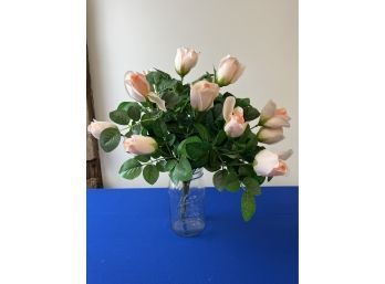 Pink Roses Faux Flower Arrangement.