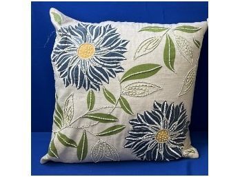 Beautiful Blue Flower Pillow With Sequins