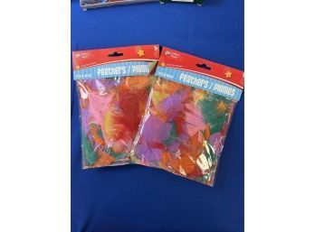 Two New Packages Of Colorful Craft Feathers