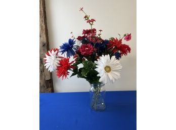 Red, White And Blue Faux Flower Arrangement