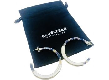 New! Never Used! 'BaubleBar' Gold Tone  & Colorful Tortoise Hoops With Gift Bag - Still In Wrapping