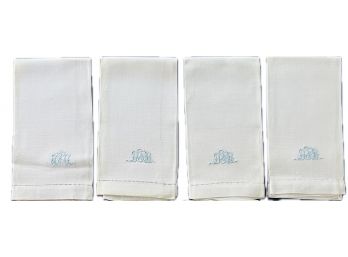 Vintage Linen Hand Towels With Old Monogram