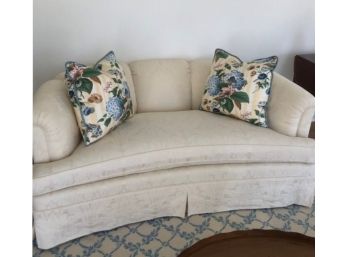 Small White Damask Loveseat