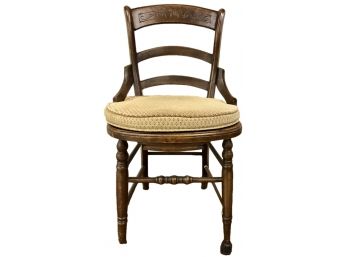 Vintage Side Chair With Cane Seat & Removable Zippered Cushion