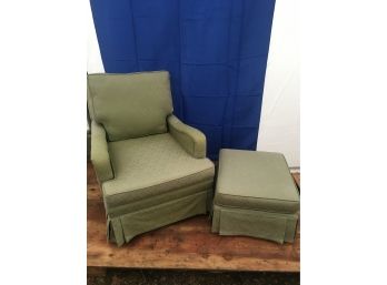 Green Upholstered Chair And Ottoman