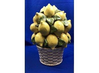 Vintage Ceramic Lemon Topiary In A White Ceramic Basket