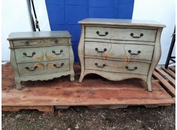 Matching Carved And Painted Chests Of Drawers