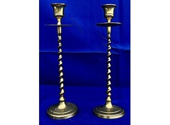 Vintage  Barley Twist Brass Candlesticks