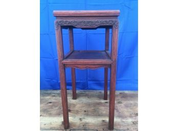 Wooden Plant Stand With Carved Detail