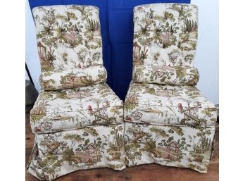 Pair Of Upholstered Rollback Lillian August Chairs