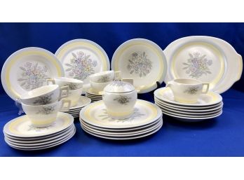 Vintage China Set -signed 'Triumph Made In USA Limoges - Oslo Surf Grey Yellow'