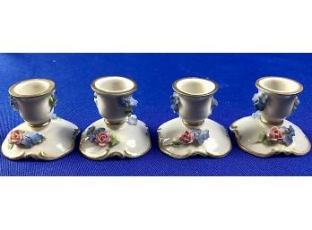 Vintage Porcelain Candle Holders - Signed On Base 'Emil Fischer Wiesbaden Wilhelmstr.12'