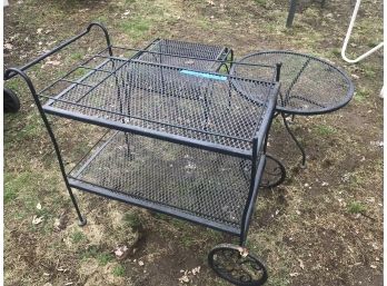 Salterini Vintage Wrought Iron Tea/bar Cart, SideTable, & Footstool All Great Midcentury Design