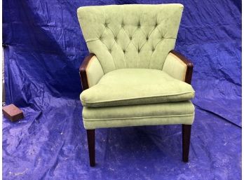 Green Soft Velour Side Chair - Good Condition, See Photos