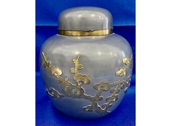 Vintage Chinese Mixed Metal Ginger Jar - Signed On Base 'Made In Hong Kong'