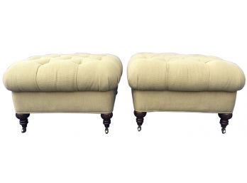 Pair Of Tufted Upholstered Ottomans