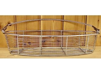 Oval Narrow Chrome Or Stainless Steel Finish Bread Basket With Hinged Handle