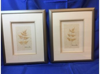 Two - Lilas De Perse - Interia Leaves- Matching Dried Leaves On Handmade Paper