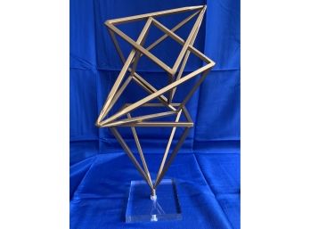 Geometric  Table Sculpture In Lucite Base