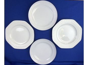 Four White Vintage Plates - Signed On Base - Two Made In Spain & Two Made In Switzerland