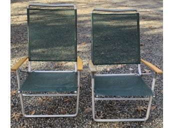 Two Folding Beach Or Camp Chairs - Signed 'Telescope Casual'