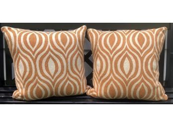 Nicole Miller Pillows With Down Interior Cushions - Lovely Woven Design - Zipper Enclosures