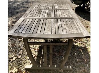 Fantastic Extendable Teak Table With Two Pop Up Leaves - Pull Open & Leaves Pop Up