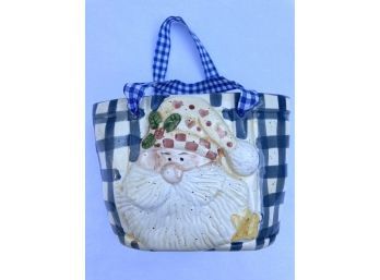 Ceramic Santa 'Tote Bag' Perfect For Letters, Pens, Flowers, Or Gift Bag