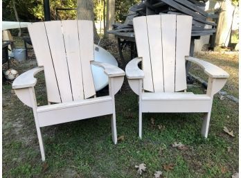 Vintage Adirondack Chairs Signed 'Archie's Island Furniture' - Wooden Fan Back Adirondack Chairs