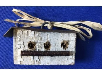 Miniature Birdhouse Birchbark Ornament - Charming Tin Roof