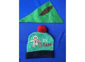 Light Up Gingerbread Cap & Felt Elf Hat