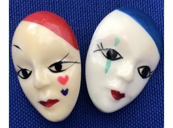 Pair Of Theatrical Mime Pins