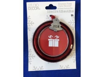 Red Enamel & Metal Frame Ornament Gift Tag - Still In Packaging