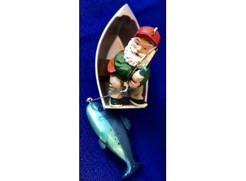 Fishing Santa Ornament - Signed Hallmark