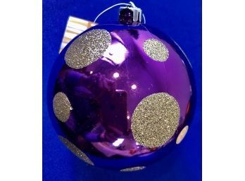 Purple & Sparkle Polka Dots Ornament With Original Tags