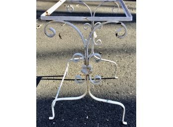 Vintage Wrought Iron Side Table - Scrolls & Floral Design - Likely Woodard