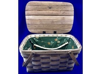 Fabric Lined Vintage Picnic Basket