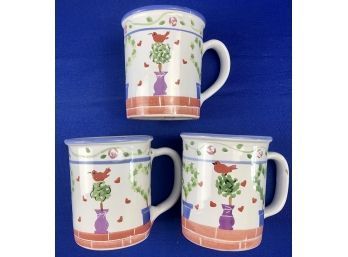 Three Pottery Mugs Signed 'Made In Hungary - Mesa International - Warner, New Hampshire'