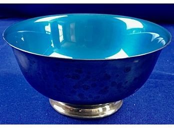 Vintage Mid Century Reed & Barton Silver Plate & Enamel Blue Interior Signed Reed & Barton 1120 '