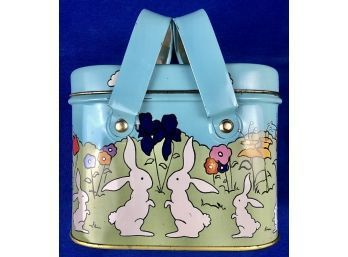 Vintage Bunny Tin - Signed 'The Tin Box Company Of America' - Includes Button Collection