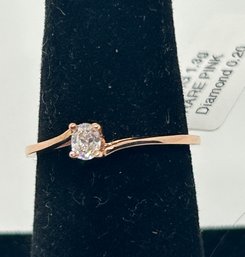 Stunning 14K Rose Gold .2 Carat Oval Brilliant Cut Rare Light Pink Diamond Ring With With Appraisal #180