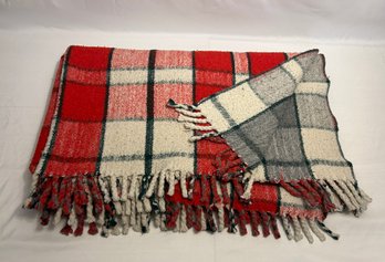 Reversible Red And Green Plaid Blanket