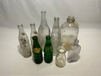 Vintage Soda Bottles, Sheffield Farms NY Pint, Union Oval Flask, 1/2 Gallon Jug