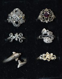 Lot Of 6 Sterling Vintage Looking Rings #139