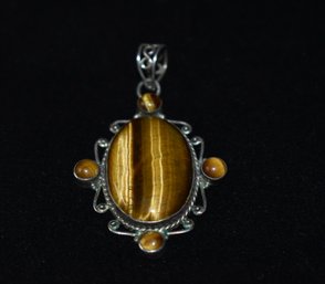 Gorgeous Sterling Tigers Eye Pendant #141